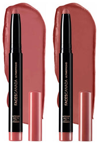 FACESCANADA Ultime Pro HD Intense Matte Lips + Primer - Natural Coco 12, 1.4G | 9Hr Long Stay & Ultime Pro HD Intense Matte Lips + Primer - Tea Rose 10, 1.4G | 9Hr Long Stay