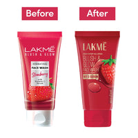 Lakmé Blush & Glow Exfoliating Face Wash with Vitamin C Serum, Hydrating and Gentle Facewash with Strawberry Fruit Extracts, 150gm