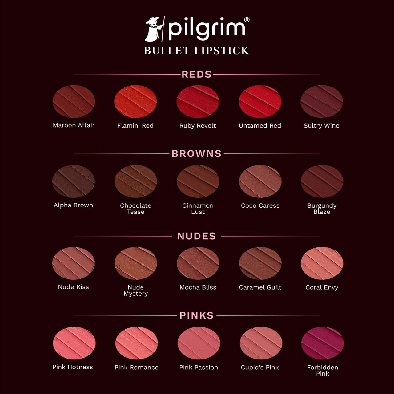 Pilgrim Matte Bullet Lipstick Intense Colour Transferproof & Smudgeproof Maroon Affair-23