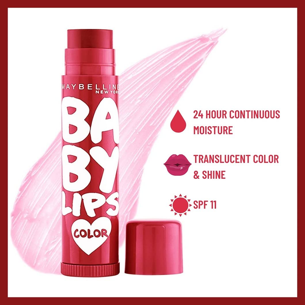 Maybelline New York Baby Lips Lip Balm, Pink Lolita, 4g and Maybelline New York Baby Lips Lip Balm, Berry Crush, 4g