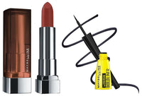 Maybelline New York Matte Lipstick, Intense Colour, 676 East Village Rose, 3.9g & Maybelline New York Eyeliner, Smudge-proof and waterproof, Long-lasting, Colossal Bold Liner, Black, 3g
