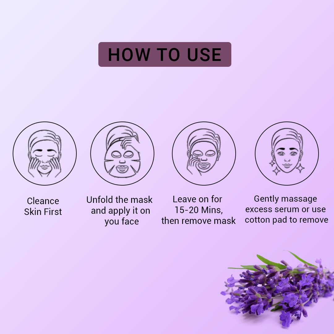 Mancode Lavender Facial Sheet Mask 25ml Promotes Soft and Smooth Skin Firming Cleansing Pore Reducing Brightening and Enhances Daily Glow Korean Sheet Mask for Men Women Sheet Mask Set Combo Pack of 5