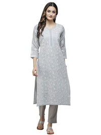 Ada Hand Embroidered Lucknowi Chikankari Cotton Kurta Kurti for Women A411165