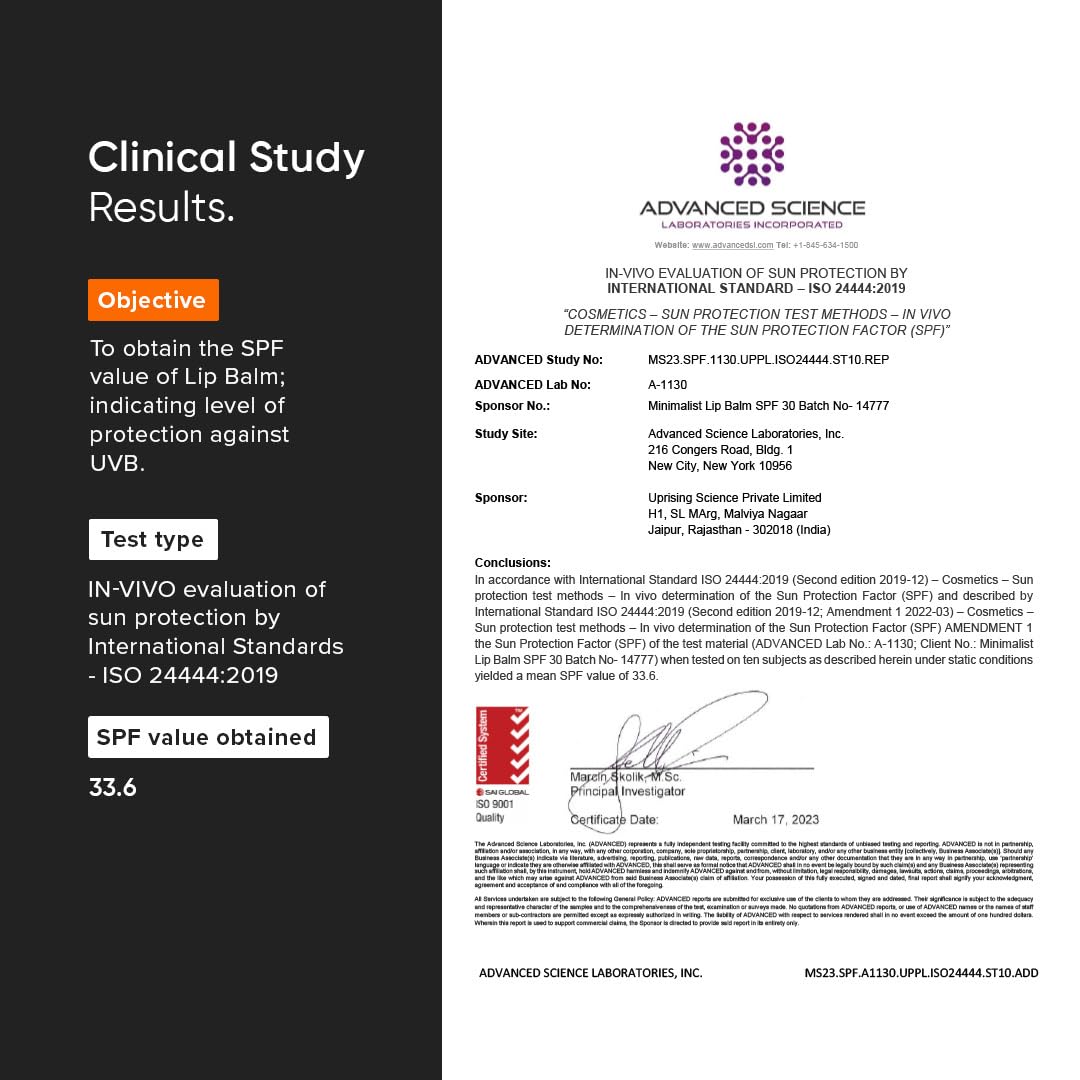 Minimalist Spf 30 Lip Balm With Ceramides & Hyaluronic Acid | Lip Protection & Nourishment | For Women & Men | 8 Gm, Off White