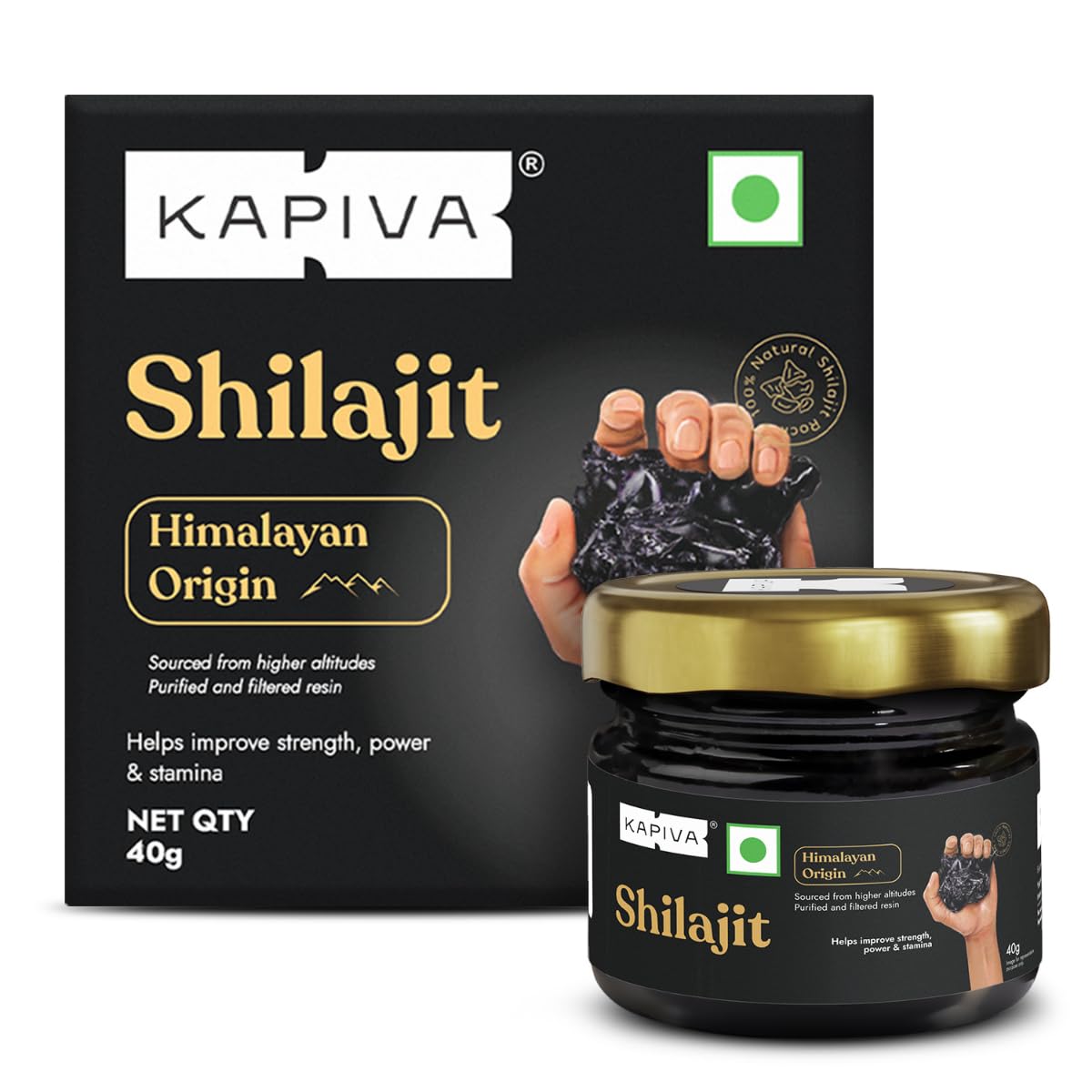 Kapiva Original Himalayan Shilajit/Shilajeet Resin 40g |Super Saver Pack| 250mg/Serving | For Energy, Endurance & Vitality | 160 Servings | 100% Ayurvedic