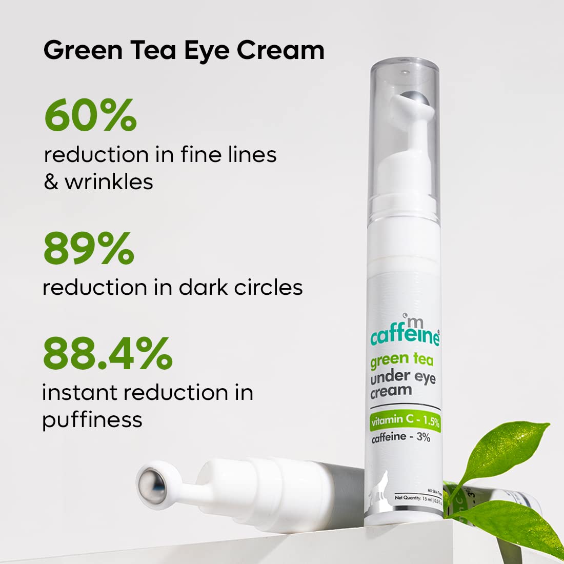 mCaffeine Fine Lines Reduction & Dark Circles Removal Duo | Enriched with Green Tea & Caffeine | Under Eye Cream & Hydrogel Under Eye Patches Combo for Women and Men | Value Pack