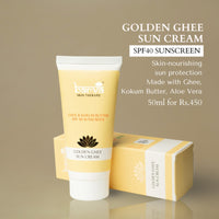 Barva Golden Ghee Sun Cream | SPF 40 Sunscreen Enriched with Ghee, Kokum Butter, Aloe Vera. 50ml, All