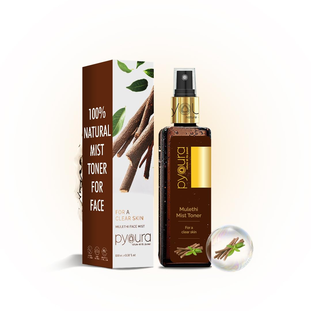 PYOURA Skin Brightening Licorice (Mulethi) Face toner Mist 100ml, Nourishing Licorice toner for Even Skin Tone, Fades Dark Spots & Pigmentation, Hydrating Face Serum Toner