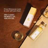 CAMIA - Organic Moroccan Argan Oil for Skin & Hair | Premium Extra Virgin Cold Pressed Oil, 100% Natural | Argan Oil Improves Skin & Hair Elasticity & Provides Intense Hydration | 100 ML Glass Bottle