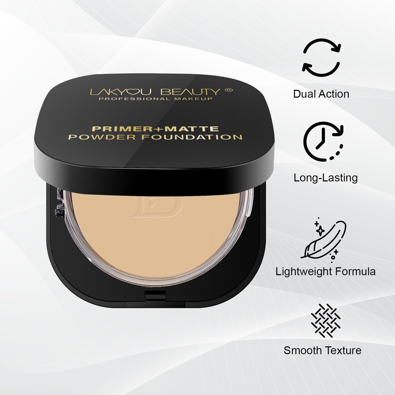Lakyou Beauty Primer + Matte Compact Powder Foundation 15g, Shade-05(Rich Nude) | All-in-One Primer & Foundation | Lightweight Matte Finish | Long-Lasting | Oil-Control