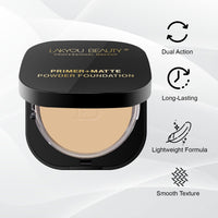 Lakyou Beauty Primer + Matte Compact Powder Foundation 15g, Shade-05(Rich Nude) | All-in-One Primer & Foundation | Lightweight Matte Finish | Long-Lasting | Oil-Control