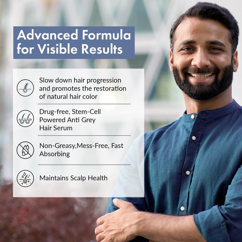 ThriveCo Anti-Grey Hair Prime Serum | Reverses & Limits Hair Greying | Arcolys + Biotin + Black Tea Extract | Light-Weight, Non-Sticky & Odourless | For Men and Women | 30 Ml