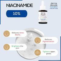 Derma Decode Hydrating Niacinamide 10% Serum for Dry Skin & Sensitive Skin | with Hyaluronic Acid & Ceramides for Intense Moisture, Skin Repair, Glow | Pore Minimizing, Dermatologist Tested - 30ml