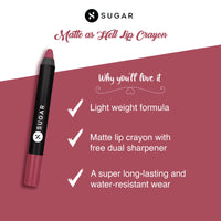 SUGAR Cosmetics Matte as Hell Lip Crayon | Lasts upto 8hrs | Water Resistent Lipstick for Women | 2.5gm - 28 Honey Rider