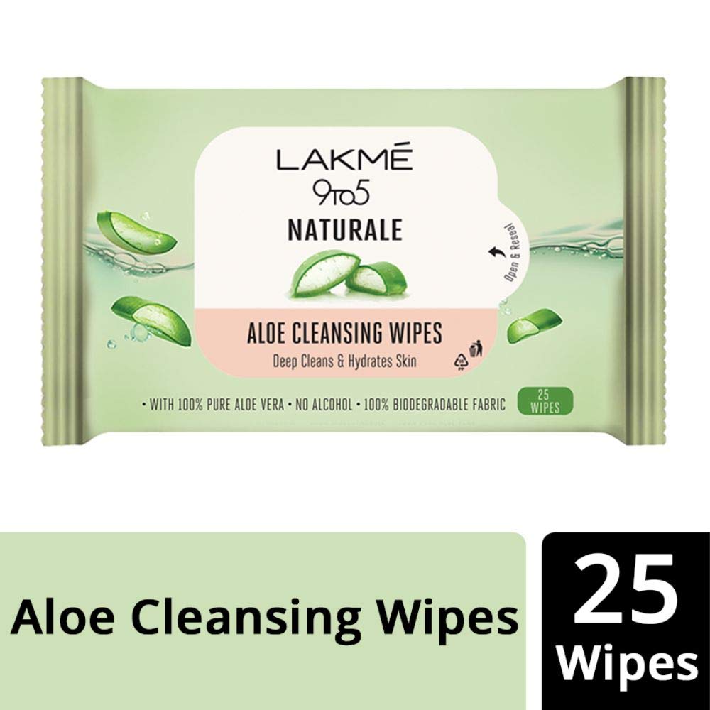 Lakmé 9To5 Natural Aloe Cleansing Wipes, 141 G