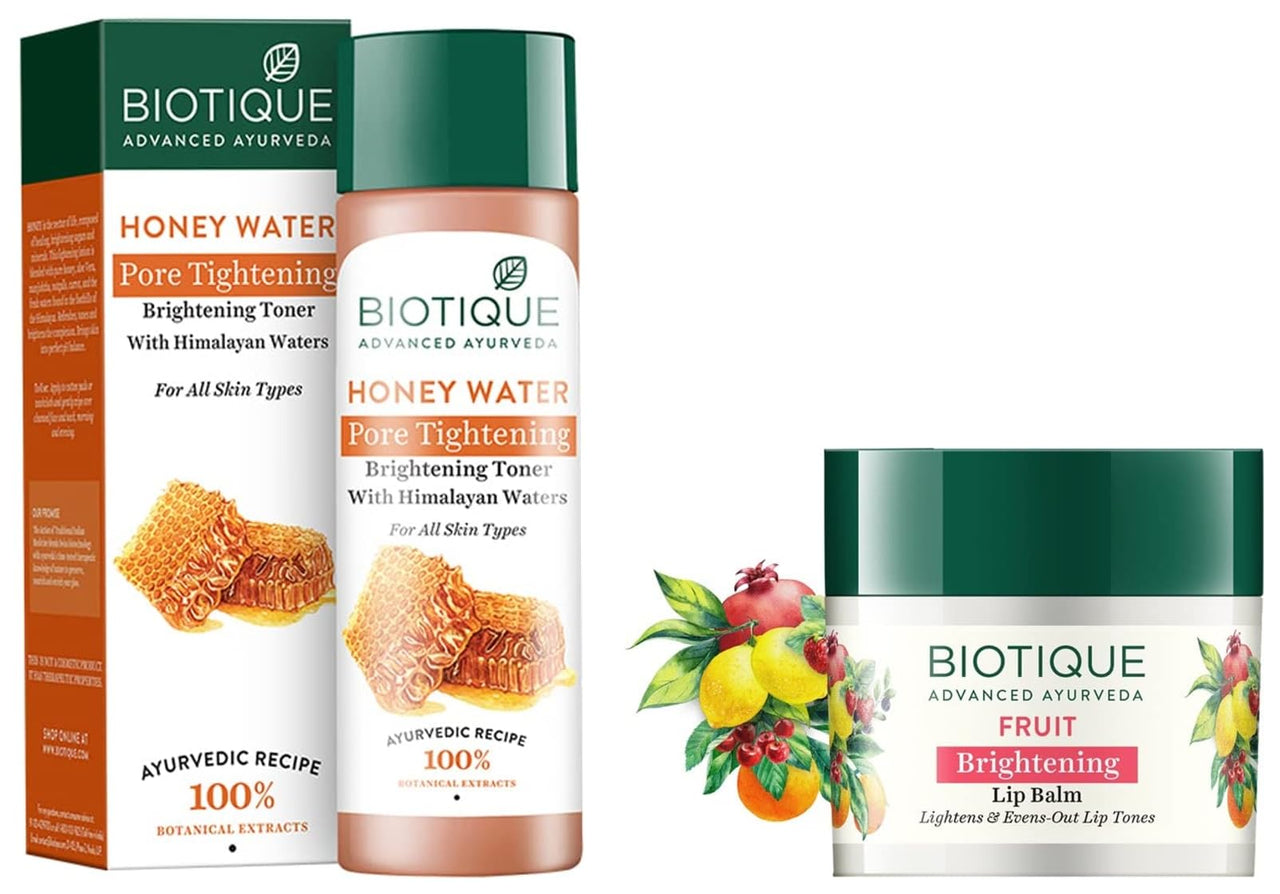Biotique Bio Fruit Whitening Lip Balm, 12g And Biotique Bio Honey Water Clarifying Toner, 120ml