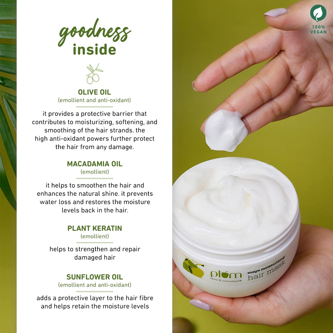 Plum Olive & Macadamia Mega Moisturizing Hair Mask, 250ml