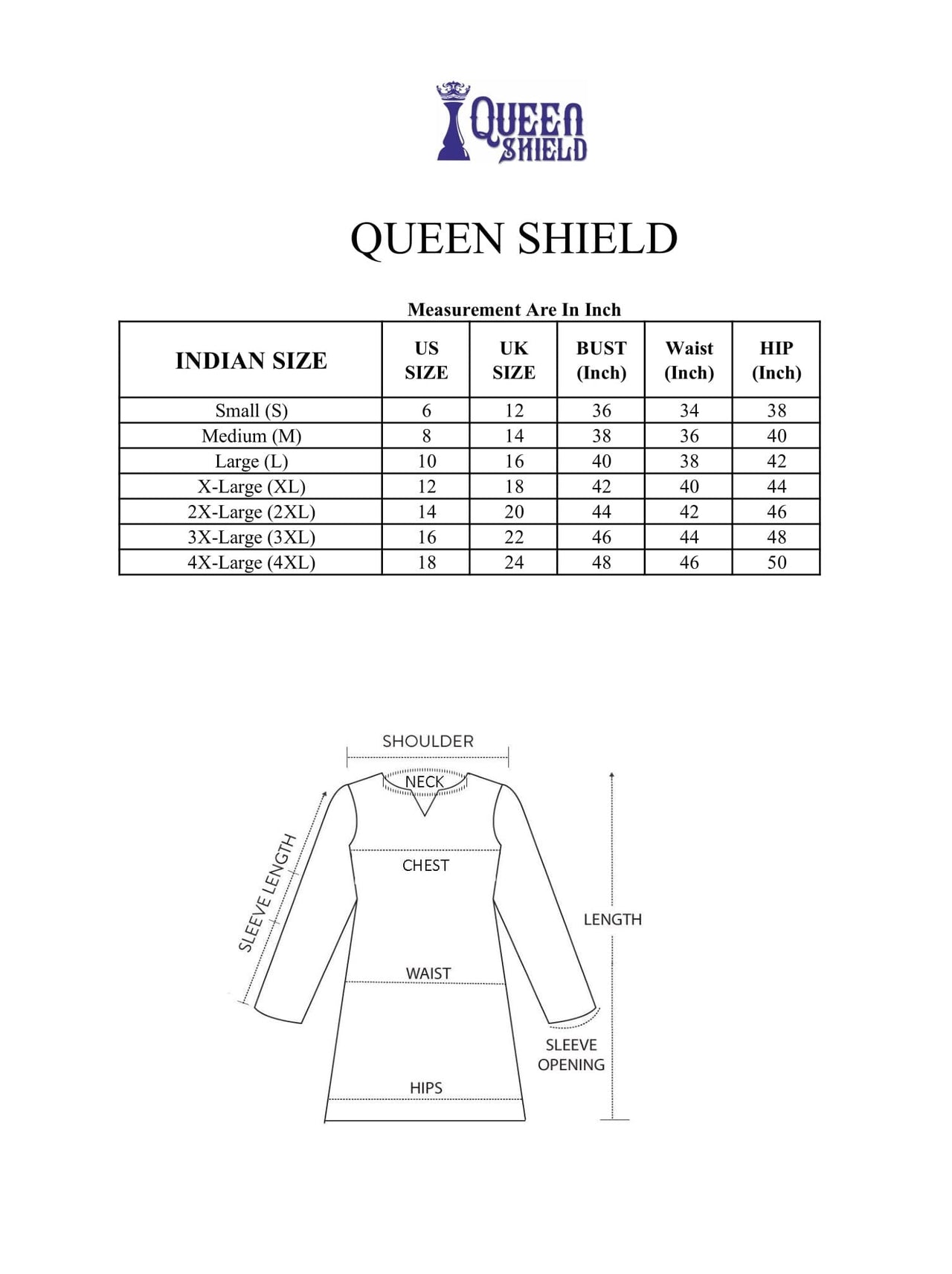 QUEEN SHIELD Women Cotton Kurta XL White