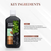 Just Herbs Deep Cleansing Cooling Body Wash with Mint and Activated Charcoal for Men and Women 300 ml