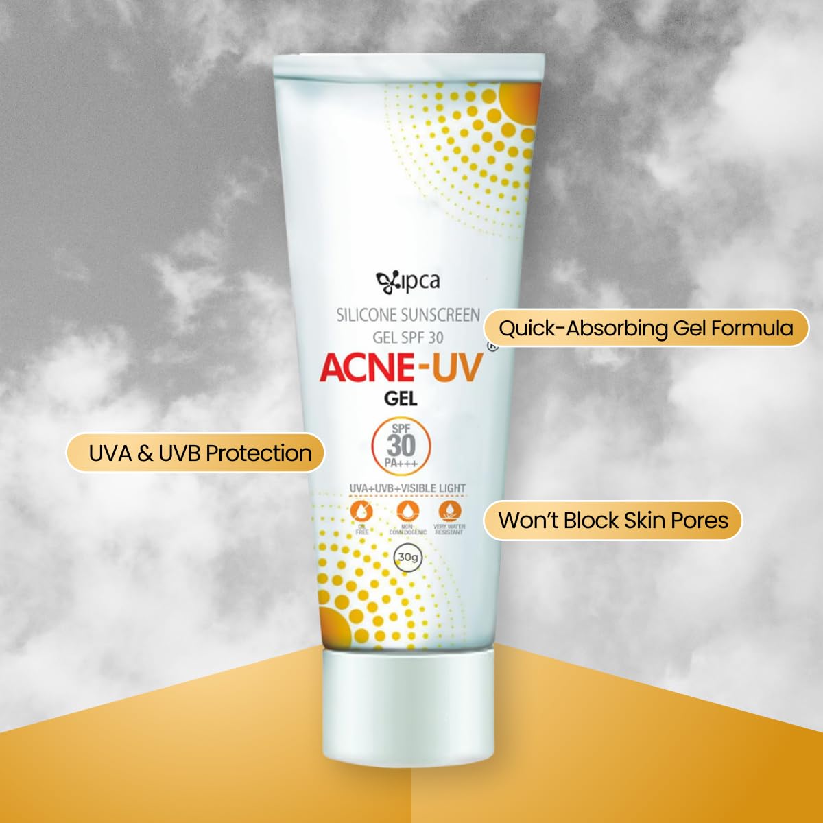 ACNE-UV Gel Sunscreen SPF 30 PA+++ | 30g (Pack 2) Sunscreen for Oily Skin Women & Men | Non-Comedogenic Silicone Gel | Visible Light Protection | Water Resistant | Suitable for All Skin Types