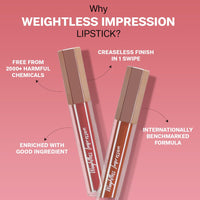 FLiCKA Weightless Impression Liquid Lipstick| Enriched With Vitamin E, Matte Finish, Moisturizing, Creaseless Formula, 14 Tuesday, 1.6ml