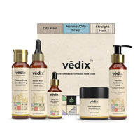Vedix Ayurvedic Hair growth Kit | 5 product Kit | for Dry Hair, Dry Scalp, Straight Hair | Vedix Hair Oil, Shampoo, Serum, Mask, Conditioner Set