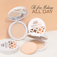Just Herbs Oil Contarol Radiance Booster Age Defying Compact Powder for face Makeup 9g (Natural)