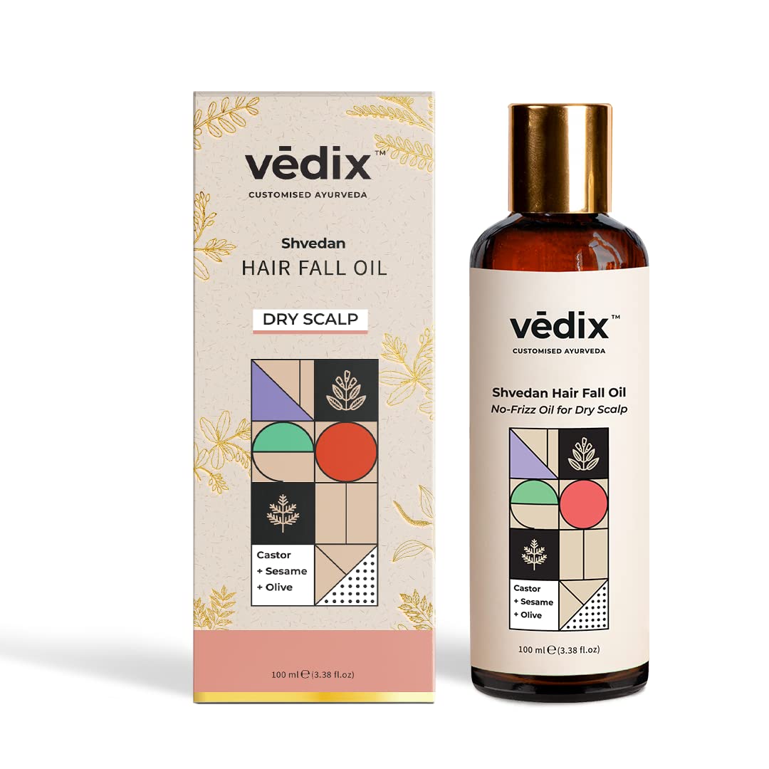 Vedix Customised Ayurvedic Hair Fall Oil | Vedix Shvedan Hair Fall Oil | For Dry Scalp | With Castor + Sesame + Olive | For Reducing Hair Fall | For Hair Growth | -100ml