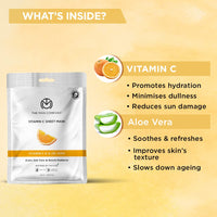 The Man Company Vitamin C Sheet Mask with Hyaluronic Acid & Lemon | Boosts Collagen, Brightening | Improves Skin Tone, Deep Cleanses & Removes Excess Oil - 25ml