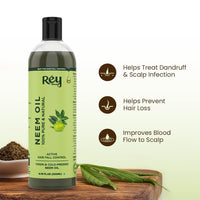 Rey Naturals Pure Neem Oil For Skin & hair | Neem Oil for Hair Growth, Dandruff Relief, Scalp Infection & Healthy Hair | Body Massage Oil For Men And Women - 200ML pack of 2