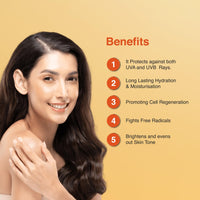 Glamacious Light & Brightening Moisturiser with Sunscreen SPF 30+++(50ml) | Enhanced Vit E and Shea Butter | UVA/UVB protection | Boosted Sodium Ascorbyl Phosphate | No Sulphate & Paraben