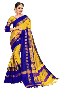 PAREVDEE Women's  Dobby Cotton Saree With Blouse Piece