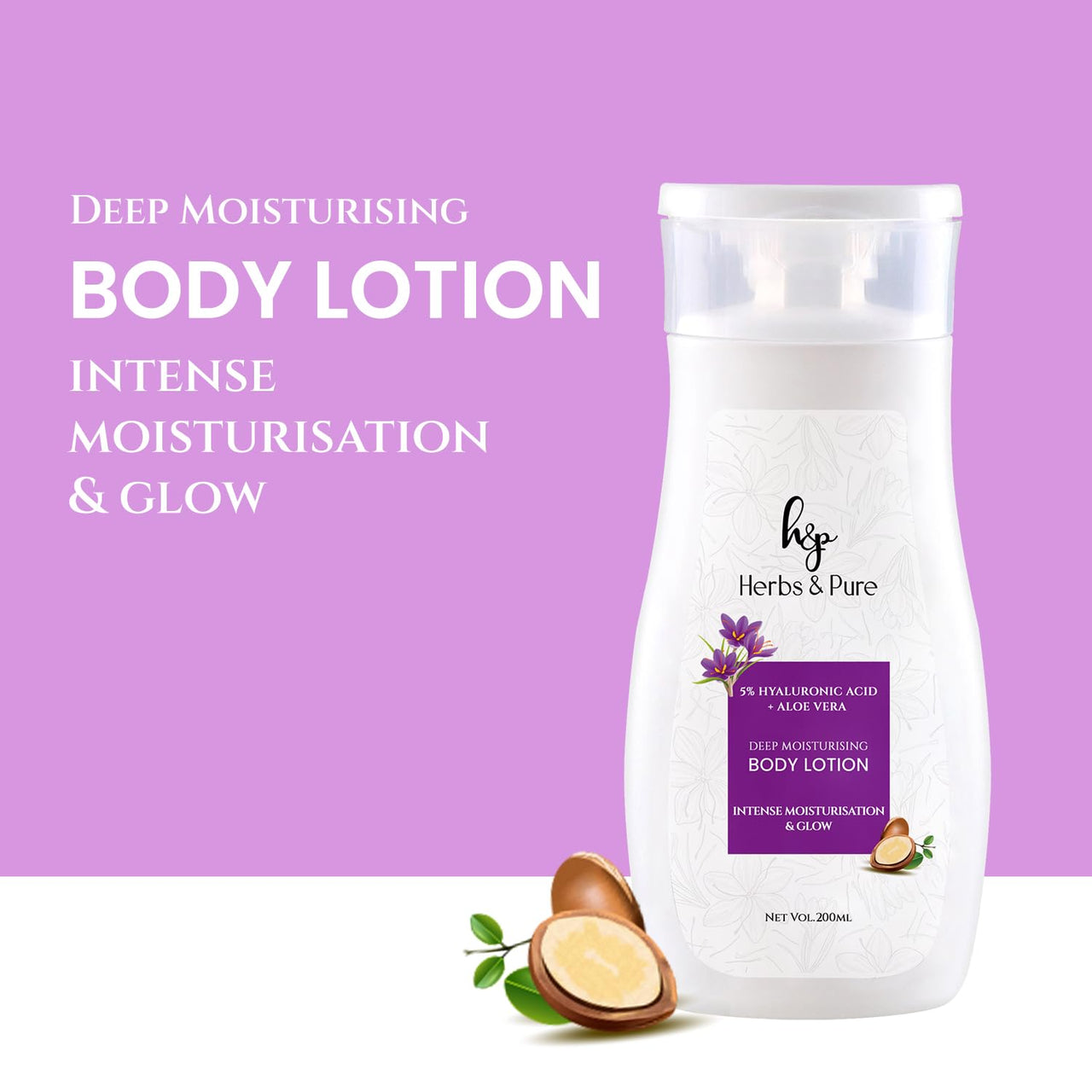 Herbs and Pure Hyaluronic Acid And Red Grapes Face Wash (100ml) For Dark Spots with Kesar Oil and Shea Butter Body Lotion (200ml) For Intense Moisturisation, Pack Of 2