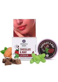 Ayouthveda Chocolate & Mint Lip Balm For Men & Women| A Nourishing Lip Balm with Vitamin E, Almond & Olive Oil | Heals Cracked & Undernourished Lips| Moisturizer For Chapped And Dry Lips|(10gm)