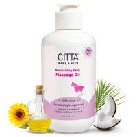 CITTA Natural Baby Massage Oil for New born & Kids | Enriched With Coconut, Olive & Almond oil for baby massage | Promote sleep and growth | Non-Sticky Baby Oil | 200 ml