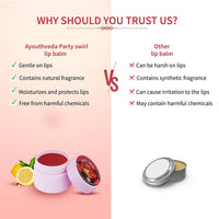 Ayouthveda Party Swirl Tinted Lip Balm | Heals Cracked & Undernourished Lips| Moisturizer For Chapped And Dry Lips | Enriched With Coconut And Olive Oil | Hot Red Fruity Lip balm (10gm)