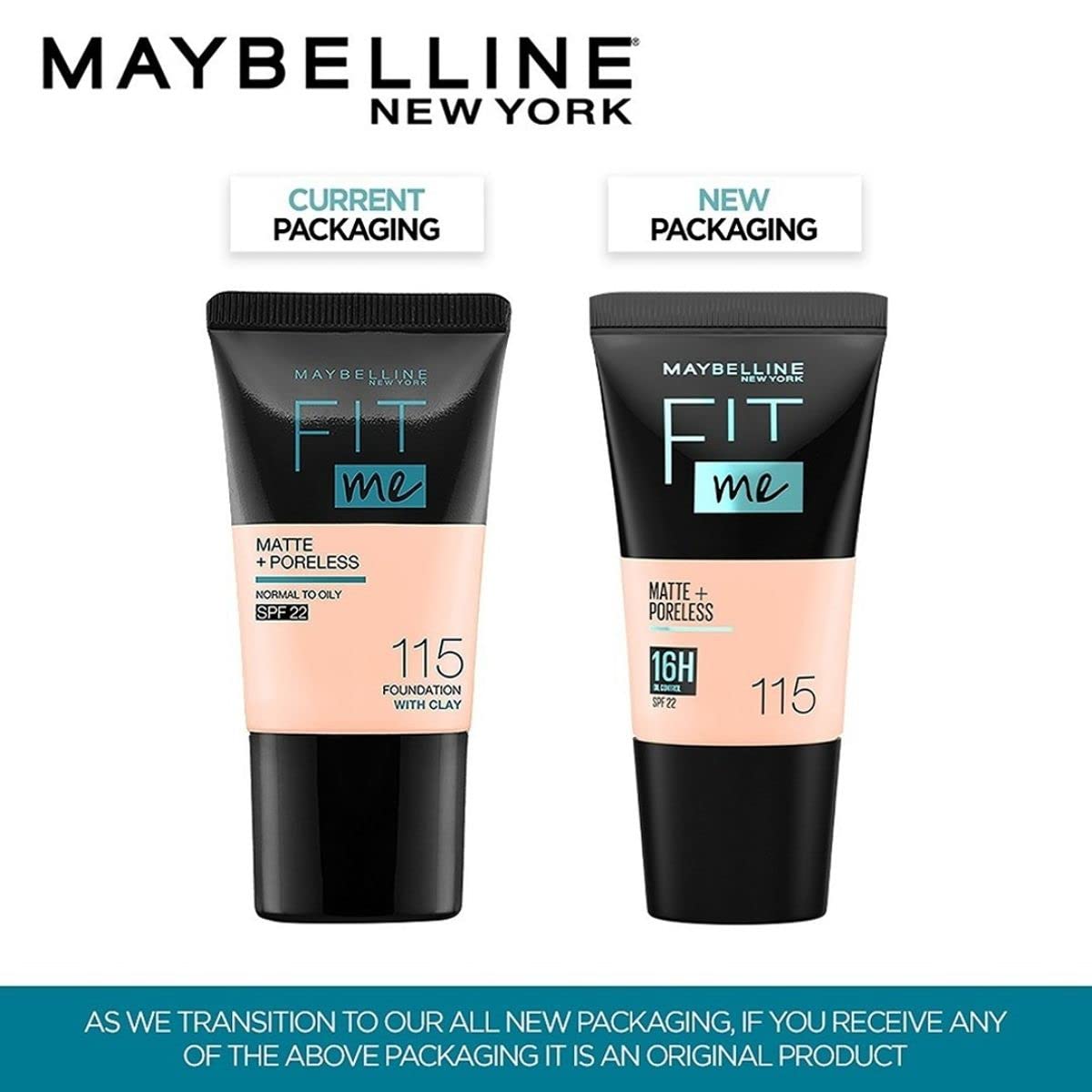 Maybelline New York Liquid Foundation For Oily Skin, Matte & Poreless, Fit Me, 115 Ivory & New York Compact Powder, 115 Ivory, 8G