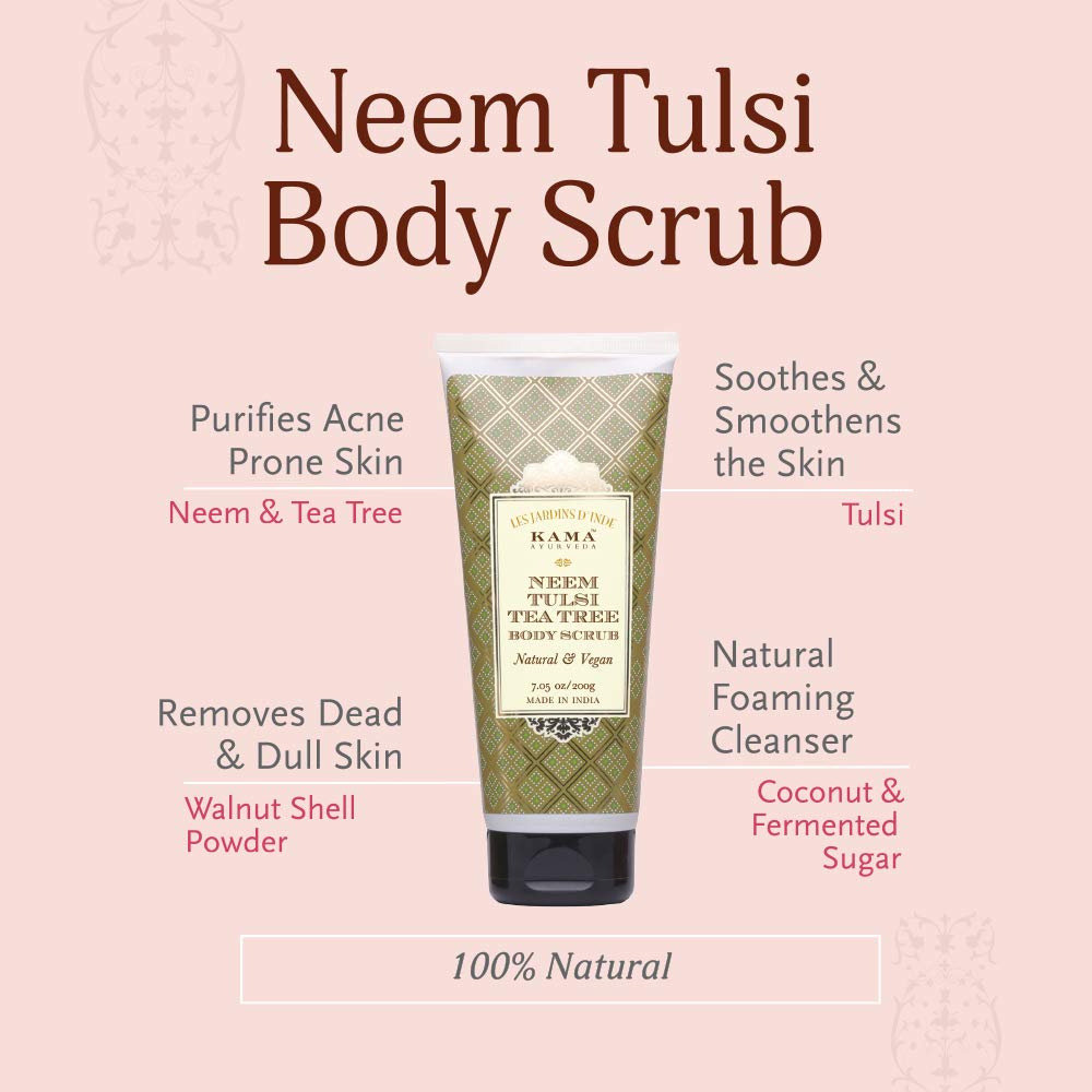 Kama Ayurveda Neem Tulsi Tea Tree Body Scrub,7.5 Oz, 200gm