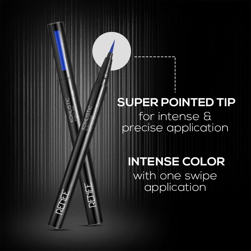 RENEE Pointy End Sketch Pen Smudge Proof Eyeliner - Matte Finish, Light Weight, Water Resistant, Long Stay Highly Pigmented with One Stroke Application Formula - Sapphire