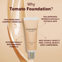 FLiCKA Tomato Liquid Foundation for Face Makeup 30ml | Light to Medium to Buildable Coverage | Moisturizing, Lightweight & Long Lasting | All Skin Types | 01 Ivory