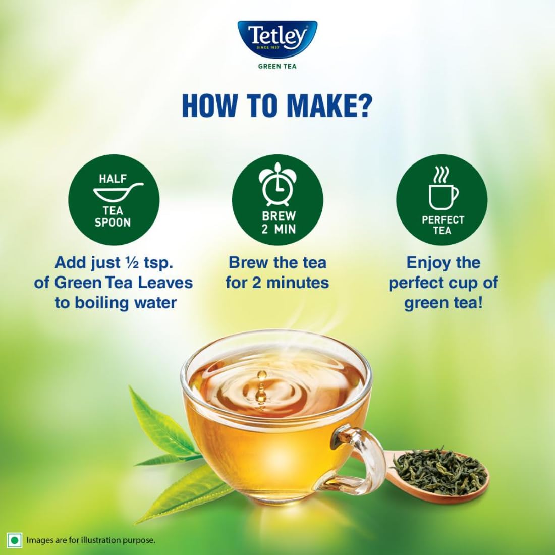 Tetley Loose Green Tea Leaves 250g, Classic Flavour, Immune With Added Vitamin C, Makes 200 Cups, Long Leaf Tea, 5X Antioxidants As An Apple