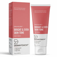 DERMATOUCH Bright & Even Tone Face Wash with Niacinamide, Vitamin E and Kojic Acid | Daily Gentle Face Wash For Tan, Pigmentation, Uneven Tone - 70G