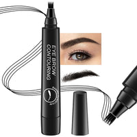 ZEYFLEEB 4 Point Eyebrow Pencil Black,Waterproof Microblading Eyebrow Pencil with a Micro-Fork Tip Applicator Creates || Black Fine Sketch Liquid Eye Brow Tattoo Tint Pen
