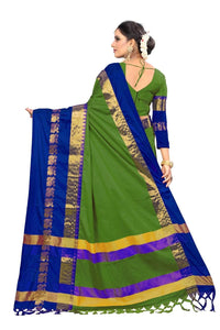 PAREVDEE Women's  Dobby Cotton Saree With Blouse Piece