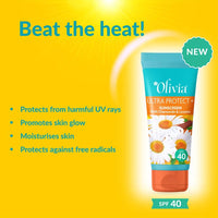 Olivia Sunscreen SPF 40 with UVA, UVB Protection | Effective Sunscreen SPF40 for Oily & Combination Skin | No White Cast | Ultra Protect++ Lotion for Glowing Skin | For Men & Women | 100g