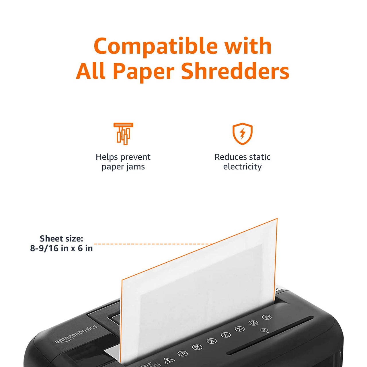 Basics Micro Cut Paper Shredder Sharpening & Lubricant Sheets, Pack of 12, White