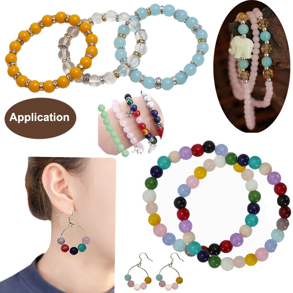 Pamir Tong 720PCS 8mm Glass Round Beads Bulk Crystal Beads Bracelet Beads Making Kit Healing Chakra Beads with 500pcs Space Loose Beads for Jewelry Making and DIY Crafts (8mm Solid&Clear) 8mm solid glass set