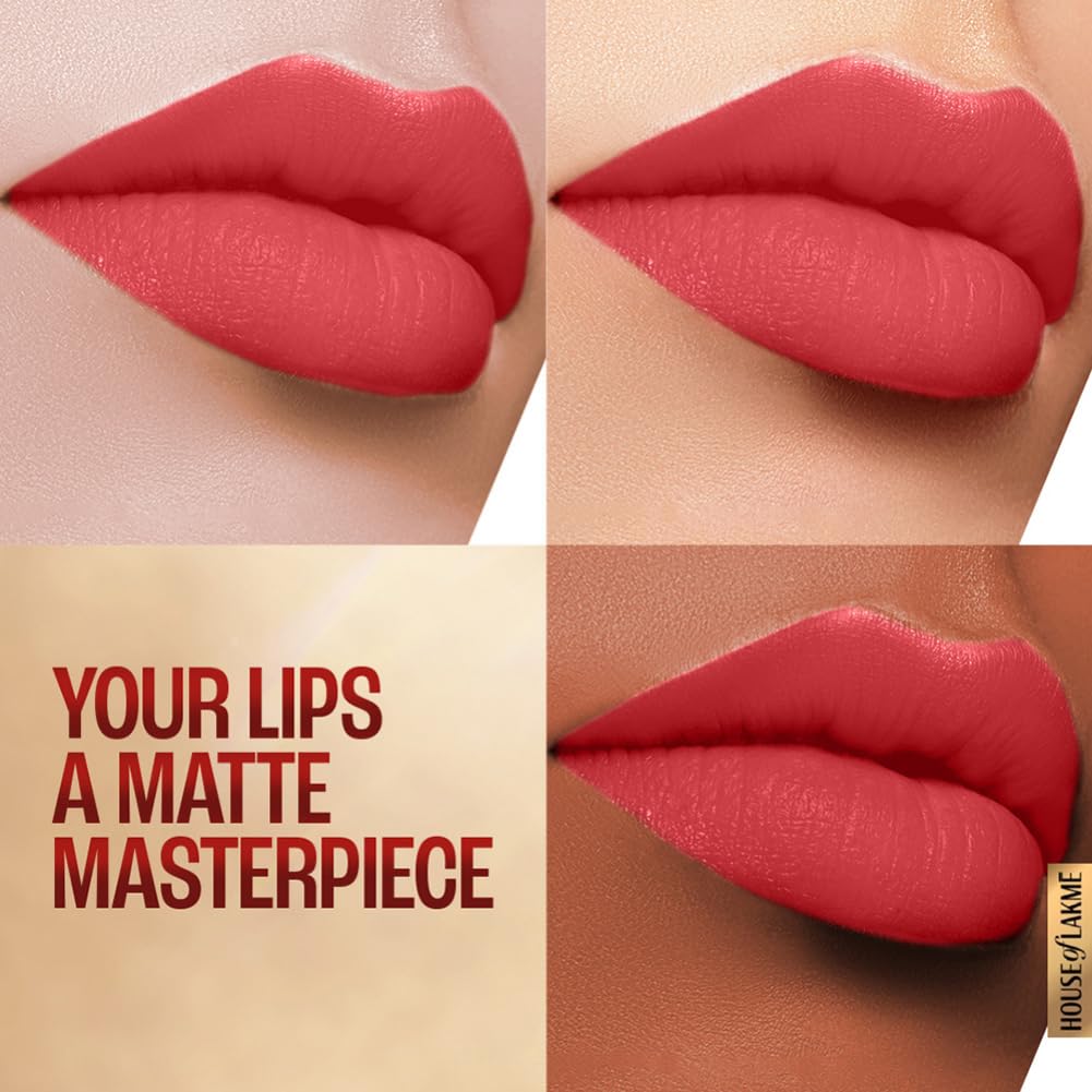 Lakmé 9To5 Powerplay Priming Matte Lipstick, Lasts 16Hrs, Peachy Affair, 3.6G