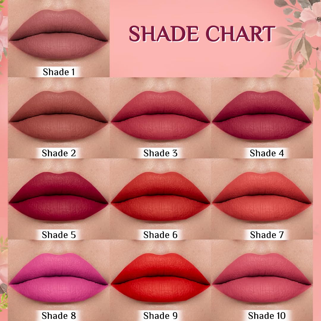 FLiCKA Tomato Liquid Matte Lipstick Transfer Proof, Smudge Proof, Non-Sticky, Creamy Lightweight Shade 2 & Shade 7 Combo