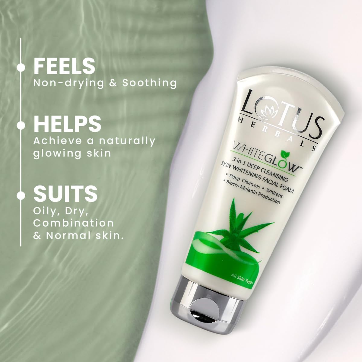 Lotus Herbals 3 in 1 Deep Cleansing Facial Foam | Face Wash for Women & Men | Blocks Melanin Production | Acne-Control & Oil-Control | Fades Dark Spots | Suitable For Oily, Combination, Normal & Dry Skin | 100g